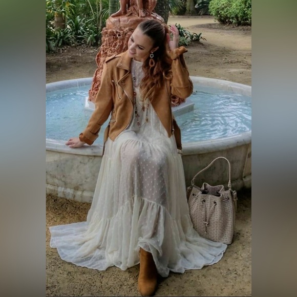 🌷 ZARA SWISS DOT FLOWY TULLE LONG DRESS PALE PINK 🌷 - Picture 7 of 7